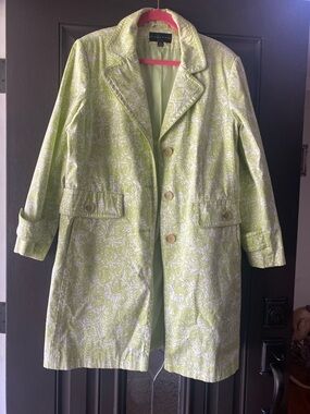 Gallery Light Green Floral Trench Coat
